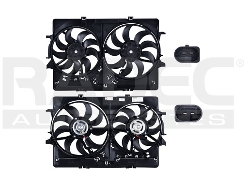 [218-0202-01] MOTOVENTILADOR AD A4 09-16 L4 1.8, 2.0/V6 3.0, 3.2 LTS DOBLE COMPLETO 2 Y 2 PINES TY