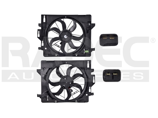 [218-0703-09] MOTOVENTILADOR DG GRAND CARAVAN 08-20 V6 3.3, 3.6, 3.8, 4.0 LTS P/RAD C/RESISTENCIA SENCILLO COMPLETO 2 PINES TY