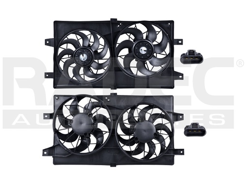 [218-0918-03] MOTOVENTILADOR DG STRATUS 01-06 L4 2.0, 2.4/V6 2.7, 3.0 LTS SEDAN DOBLE COMPLETO 3 Y 3 PINES TY