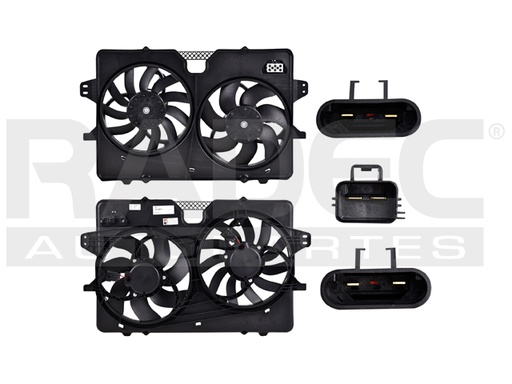 [218-1209-04] MOTOVENTILADOR FD ESCAPE 08-12 L4 2.3, 2.5 LTS C/RESISTENCIA DOBLE COMPLETO 2 Y 2 PINES KS