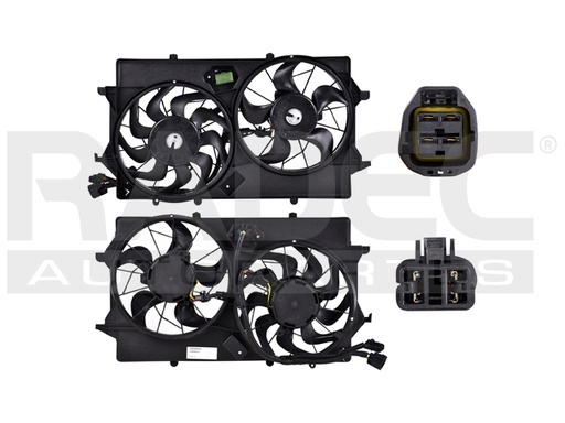 [218-1219-02] MOTOVENTILADOR FD FOCUS 05-07 L4 2.0, 2.3 LTS C/RESISTENCIA DOBLE COMPLETO 4 Y 4 TERMINALES TY