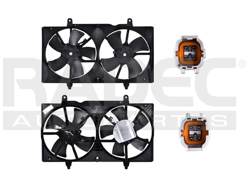 [218-2302-02] MOTOVENTILADOR NS ALTIMA 02-06 L4 2.5/V6 3.5 LTS DOBLE COMPLETO 4 Y 4 PINES TY