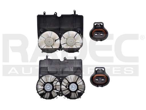 [218-3005-01] MOTOVENTILADOR TY HIACE 05-10 L4 2.7 LTS C/CAPUCHA DOBLE COMPLETO 2 Y 2 TERMINALES TW