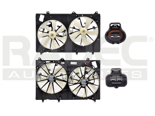 [218-3006-00] MOTOVENTILADOR TY HIGHLANDER 08-13 L4 2.7/V6 3.5 LTS S/REMOLQUE DOBLE COMPLETO 2 Y 2 TERMINALES TY
