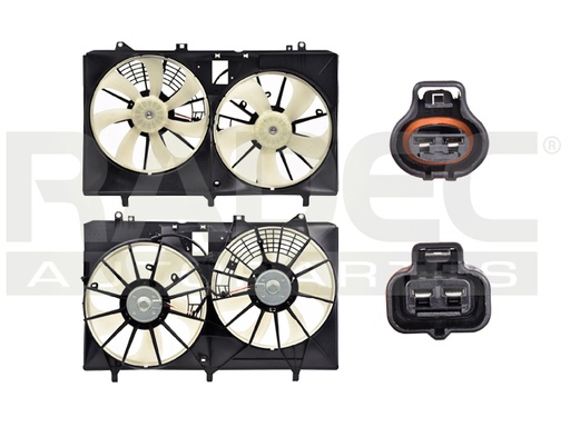 [218-3012-02] MOTOVENTILADOR TY SIENNA 11-16 L4 2.7/V6 3.5 LTS S/REMOLQUE DOBLE COMPLETO 2 Y 2 TERMINALES TY
