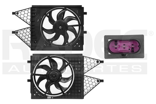 [218-3132-00] MOTOVENTILADOR VW VENTO 14-15 L4 1.6 LTS P/RAD C/RESISTENCIA SENCILLO COMPLETO 3 PINES KS