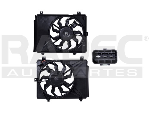 [218-3405-00] MOTOVENTILADOR HY I10 12-14 L4 1.1 LTS P/RAD C/AA SENCILLO COMPLETO 3 PINES NAC