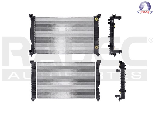 [220-0202-07] RADIADOR AD A4 A4 QUATTRO 02-08 L4 1.8, 2.0 LTS C/S AA AUT 24 4/5X15 2/3X26MM ALUM SOLD POLAR