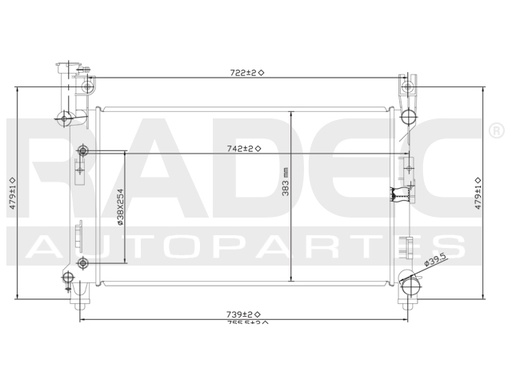 [220-0703-06] RADIADOR CR CARAVAN/VOYAGER 93-95 V6 3.0 LTS T/LINEALES C/S AA AUT 25 4/5X14 7/8X32MM ALUM SOLD POLAR