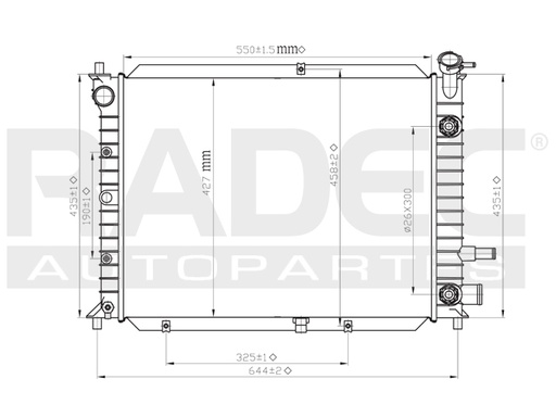[220-1210-00] RADIADOR FD ESCORT 98-03 L4 2.0 LTS AUT 21 2/3X16 4/5X16MM ALUM SOLD POLAR