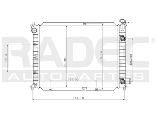 [220-1210-01] RADIADOR FD ESCORT 91-02 L4 1.8, 1.9, 2.0 LTS AUT S/AA 21 2/3X16 4/5X26MM ALUM SOLD POLAR
