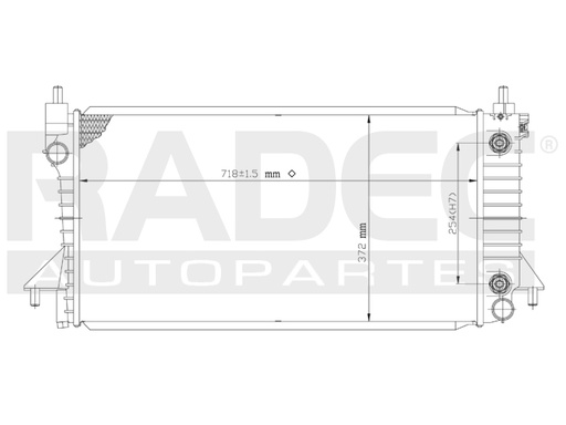[220-1233-00] RADIADOR FD TAURUS/SABLE/MERCURY 96-07 V6 3.0/3.4 LTS C/S AA AUT 28 1/3X14X26MM ALUM SOLD POLAR