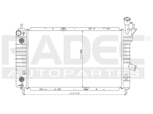 [220-1235-01] RADIADOR FD TOPAZ/GUIA/TEMPO 92-94 L4/V6 2.3, 3.0 LTS C/S AA AUT 24X14 1/2X26MM ALUM SOLD POLAR