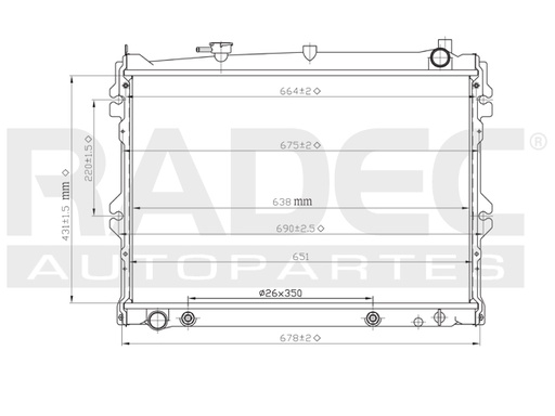 [220-1904-00] RADIADOR MZ MPV 89-95 L4 2.6/V6 3.0 LTS AUT C/S AA 17X25 1/8X26MM ALUM SOLD POLAR