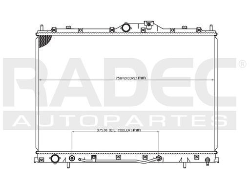 [220-2202-00] RADIADOR MT ENDEAVOR 04-11 V6 3.8 LTS C/S AA AUT 19 2/3X29 5/6X26MM ALUM SOLD POLAR