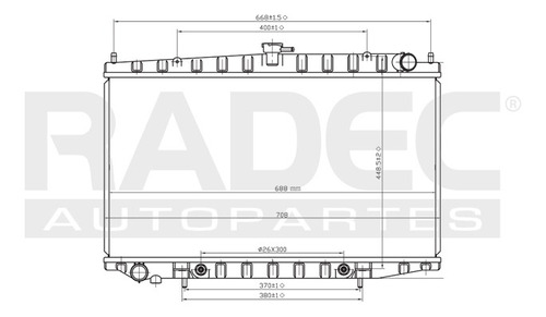 [220-2302-03] RADIADOR NS ALTIMA 93-01 L4 2.4 LTS AUT C/S AA 15X27X26MM ALUM SOLD POLAR