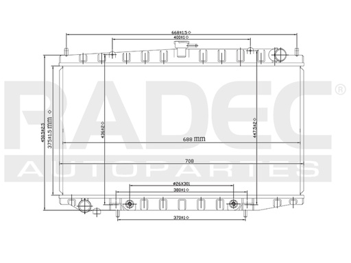[220-2302-04] RADIADOR NS ALTIMA 93-03 L4 2.4 LTS C/S AA AUT 15X27 1/2X16MM ALUM SOLD POLAR