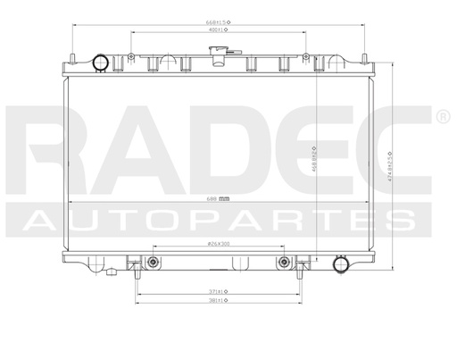 [220-2310-00] RADIADOR NS MAXIMA/I 30 95-99 V6 3.0 LTS C/AA AUT 15 3/4X27X26MM ALUM SOLD POLAR