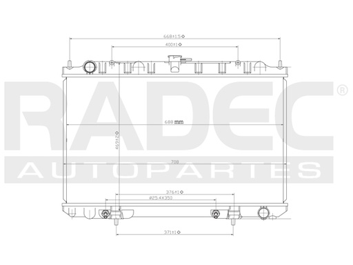 [220-2310-01] RADIADOR NS MAXIMA/I 35 00-03 V6 3.0, 3.5 LTS C/AA AUT 15 3/4X27X16MM ALUM SOLD POLAR