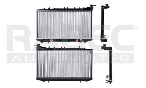 [220-2316-03] RADIADOR NS SENTRA 93-00 L4 1.6,1.8,2.0 LTS AUT C/S AA TOMAS DE AGUA DE 35MM 12 3/5X25 1/2X26MM ALUM SOLD POLAR