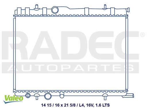 [220-2404-00] RADIADOR PG 307/PARTNER 07-10 L4 1.6LTS 16V ESTANDAR