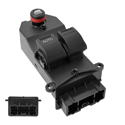 [222-1302-01] CONTROL ELECTRICO HD CIVIC 2P COUPE 01-05  DE ELEVADOR 14 PINS 3 TECLAS NEGRO 12VCC MANIJAUTO    