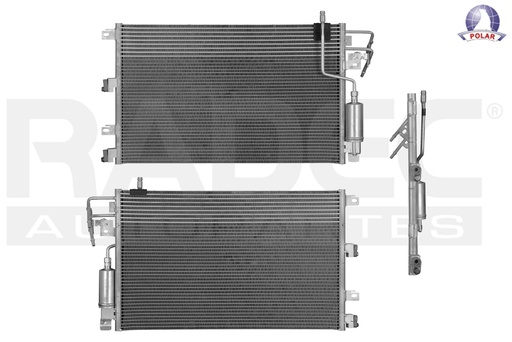 [228-1219-03] CONDENSADOR DE AIRE FD FOCUS 08-11 C/SECADOR L4 2.0/2.5 LTS AUT 26 4/7X16 6/7X16MM ALUM SOLD POLAR