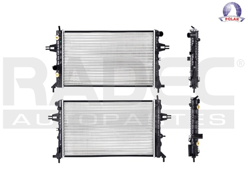 [230-0601-00] RADIADOR CV ASTRA 00-05/ZAFIRA 06-07 L4 1.6, 1.8, 2.0, 2.2 LTS C/AA AUT 23 5/8X14 1/2X26MM ALUM MEC POLAR