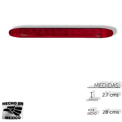 [ALEM355FR] PLAFON STOP DE BARRA 12 LEDS FIJO ROJO