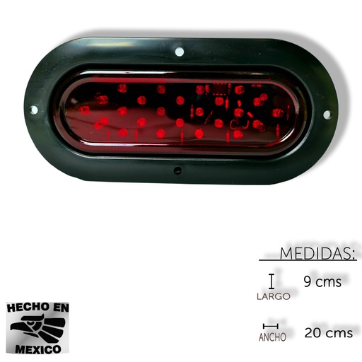 [ALEM443MR] PLAFON OVALADO 24 LED C/MOVIMIENTO ROJO 
