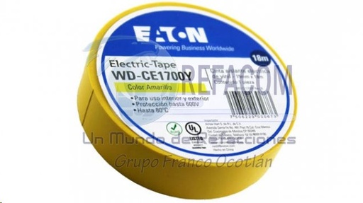 [CINA010] CINTA AISLAR PVC AMARILLO .018x20M EATON