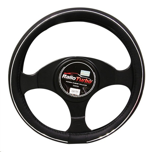 [CUBV85007] CUBRE VOLANTE VINIPIEL NEGRO CROMO "L"