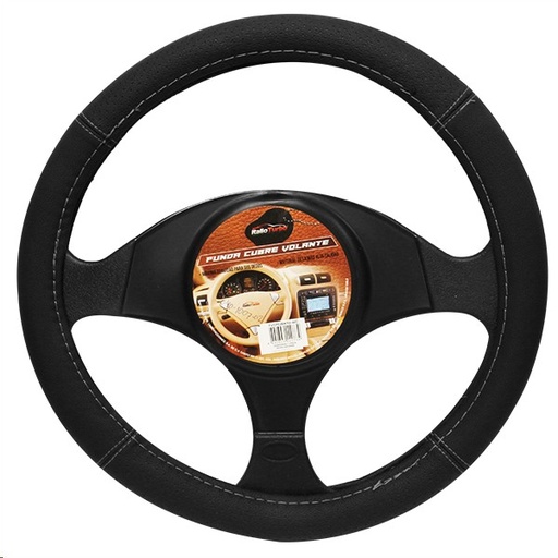 [CUBV85012] FUNDA DE VOLANTE PIEL NEGRA GRIS M"