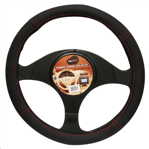 [CUBV85015] FUNDA DE VOLANTE PIEL NEGRA ROJA L"