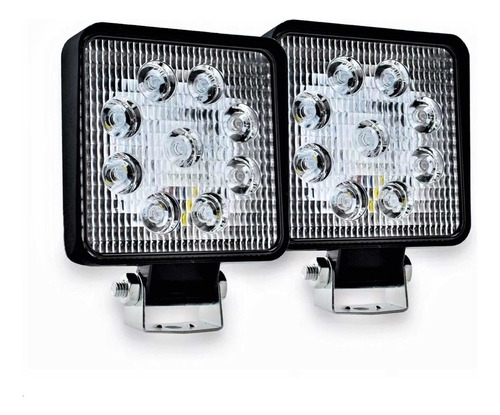 [FARA0028] FARO CUADRADO 9 LED FIJO/ESTROBO BICOLOR (BLANCO/AMBAR) PAR