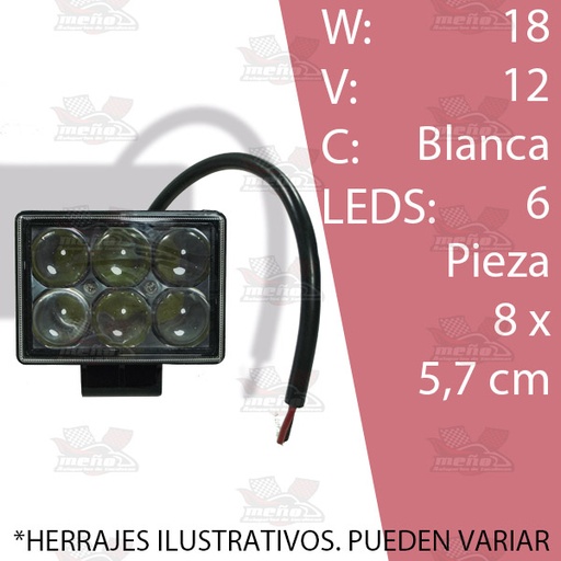 [FARA6002] FARO CUAD 6 LEDS LUPAS ALTA INTENS 2X3 *