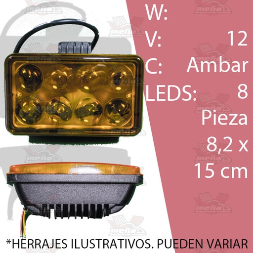 [FARA6063] FARO RECTANGULAR 8 LED C/LUPA AMBAR