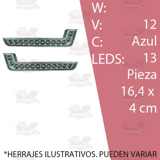 [FARA809] FARO AUX TIPO L 13 LEDS AZUL 12V 100% IMPERMEABLE