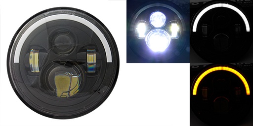 [FARA837] UNIDAD REDONDA 7" 4 LED CON LUPA JEEP AL