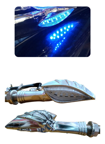 [LUZD85007] DIRECCIONAL MOTO LED AZUL MANO CALAVERA