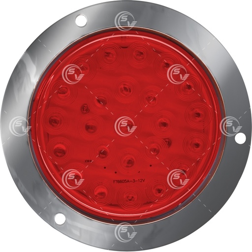 [PGULA6624CR] PLAFON REDONDO 4" 24 LEDS FUNCIONES SOBREPONER FILO CROMADO ROJO