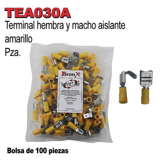 [TERM024] TERMINAL MACHO HEMBRA 1/4" AMARILLA