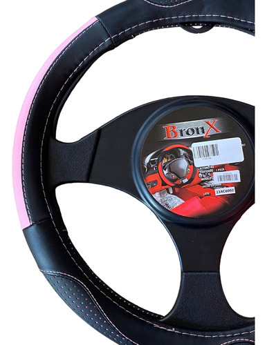 [FV315A] CUBRE VOLANTE NEGRO/ROSA MEDIANO UNIVERSAL