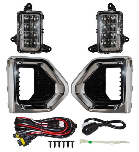 [GM8031E-LED] FARO NIEBLA GMC SIERRA 19-21 LEDS C/PARRILLA FILO CROM JGO