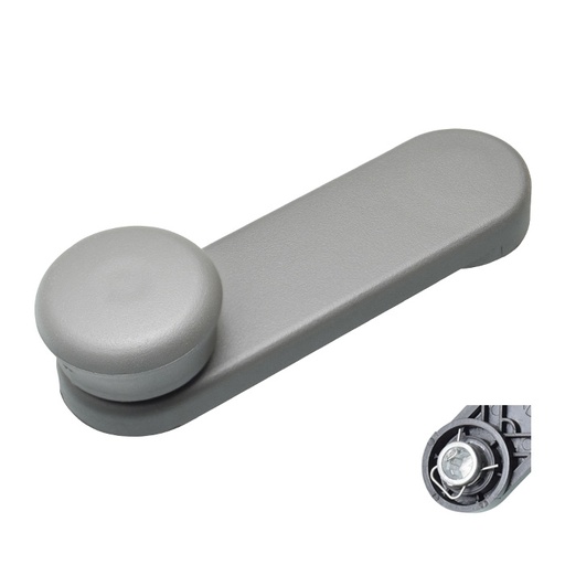 [012-0614-21] MANIJA DE ELEVAR CV CHEVY JOY / POP / SWING / PICK UP 94-12/MONZA 97-12/AVEO 08-17/SONIC 12-17/TORNADO 04-20  BASE DE ZINC 8 DIENTES PLASTICO GRIS HUSHAN    