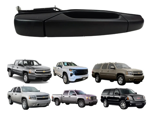 [012-0615-54] MANIJA EXTERIOR CV CHEYENNE/SILVERADO 07-13/SUBURBAN/TAHOE 07-14/AVALANCHE  GM SIERRA 07-13/YUKON 07-14  CV PICK UP 07-13  NEGRA PLASTICO HUSHAN Derecho Trasera  