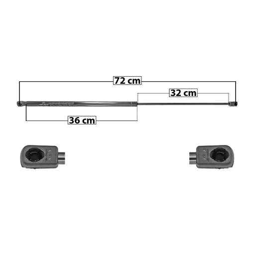 [004-0203-01] AMORTIGUADOR COFRE AD A6 99-01  VW PASSAT 96-05  72 36 32 ENTRADA TIPO 9 ENTRADA 2 TIPO 9 330 74.19 33.65 270 60.7 27.53 MANIJAUTO 5295 Derecho/Izquierdo   