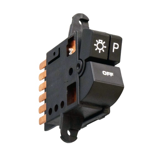 [225-0643-01] INTERRUPTOR LUZ DE FARO BK CENTURY 84-96  PT FIREBIRD/TRANS AM 82-84  6 PINS 3 TECLAS NEGRO 12VCC TIPO ORIGINAL    