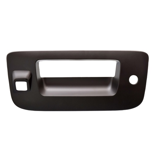 [012-0615-A2] MANIJA DE TAPA CV CHEYENNE/SILVERADO  GM SIERRA  CV PICK UP 07-13  CON HOYOS PARA LLAVE Y CAMARA SOLO BISEL LISA NEGRA PLASTICO HUSHAN    