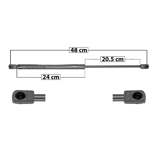 [60123] AMORTIGUADOR COFRE DG RAM 1500/2500/3500 02-08  48 24 20.5 ENTRADA TIPO 9 ENTRADA 2 TIPO 9 505 113.53 51.5 445 100.04 45.38 MANIJAUTO    